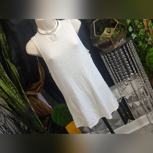 Candie's Victorian Ivory White Ribbed Knit Lace Tank Top LG - Picture 3 of 10